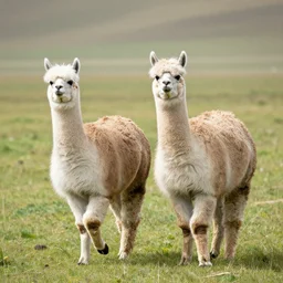 two llamas walking