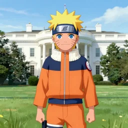 Naruto at the white house, digital art