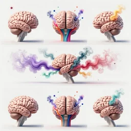 human brain exploding into multi - colored streams of smoke, rule of thirds, psychedelic, trippy, abstract, cubist, symmetric, mirrored, abstraction, fractal patterns, irridescent, vector art, hyper detailed, trending on artstation, luminescent, by wlop, by sachin teng, by alphonse mucha, by gianni strino, by marco paludet,