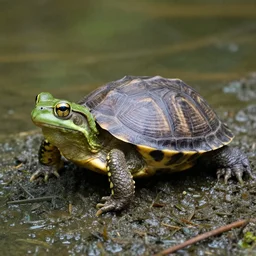 hybrid between a turtle and a frog in the wild, animal photography, wild life, dslr