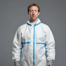 mark zuckerberg wearing a hazmat suit