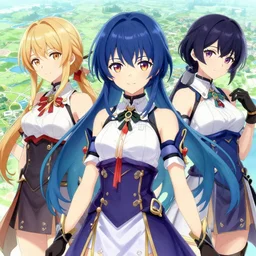anime key visual portrait of honkai impact ; azur lane ; genshin impact ; official media ; topography ; drawn by criin ; hanasa _ criin ; drawn by atdan 本 人 てす ; mihoyo ; pixiv top monthly