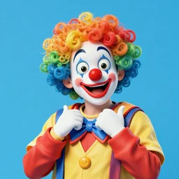 A colorful clown, crazy, funny, stupid