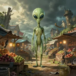 an alien market, drawn like Rick and moray