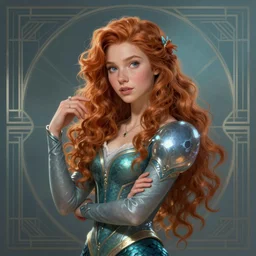 portrait of Princess Merida, futuristic and ethereal, expressive pose, art-deco, highly detailed, digital painting, artstation, concept art, smooth, sharp focus, by noname