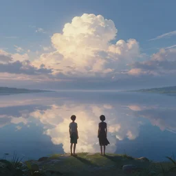 symmetry!! they looked in the distance, heavenly landscape, serene, peace, very detailed, perfect composition, perfect lighting, 4 k, greg rutkowski, jacques - laurent agasse, tim white, artgerm
