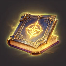 a magical book with glowing runes, league of legends inventory item, outer glow, solid background, vray 4 k, trending on artstation