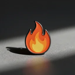 a photo of a retro minimalistic clean fire warning enamel pin, studio lighting, behance
