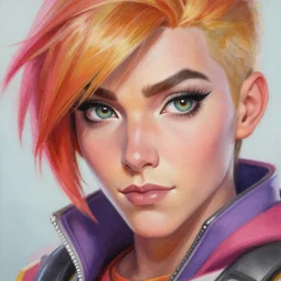 painting of tracer overwatch, 4 k, makeup, by greg rutkowski and antoine blanchard, detailed face and eyes,