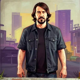 dave grohl in gta v covert art painted by stephen bliss, centered, uncropped