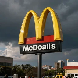 mcdonalds sign, but the text just says the end is near