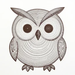 painting of tree ring line art in the shape of an owl face