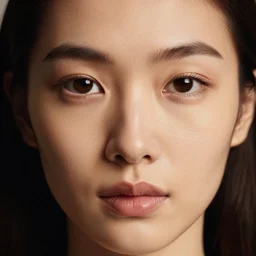 extreme close - up shot, studio photography portrait of a beautiful southeast asian woman, in the style of saul leiter, intricate details, depth of field, warm lighting, 2 4 mm, 8 k