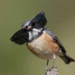 a bird using sun glasses, award winning, tilted frame, dutch angle, skewed shot, a bird, a bird