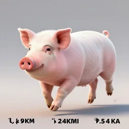 The pig is running very fast, 4k, HDR
