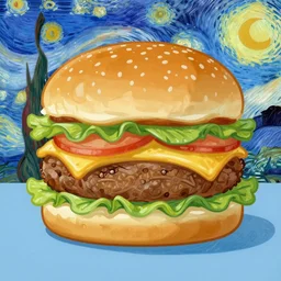 big mac, in style of von gogh