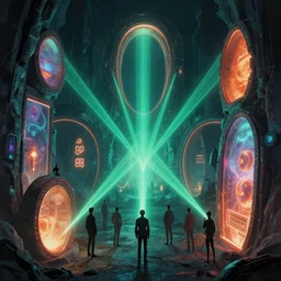 portals, wormholes, gates in reality, some with laser beams coming out of them, fantasy art,, alena aenami, petros afshar, noah bradley, anton fadeev, steve henderson, filip hodas, mark keathley, thomas kinkade, phil koch, gilbert williams, mike winkelmann, beeple