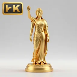 golden statue, iconographic, 3 d render, 8 k, octane render, cycles render, unreal engine