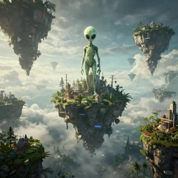 alien flying islands, 8 k uhd, unreal engine, octane render in the artstyle of kuindzhi