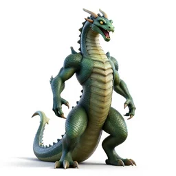 stoic hydra, stylized pixar-style 3d render, full body, standing, isolated on a pure white background, centered, whole figure in frame, sharp focus, studio lighting