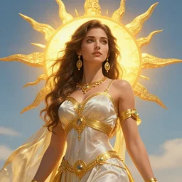 beautiful goddess of the sun in the style of James Jean, trending on artstation, artstationHD, artstationHQ, unreal engine, 4k, 8k