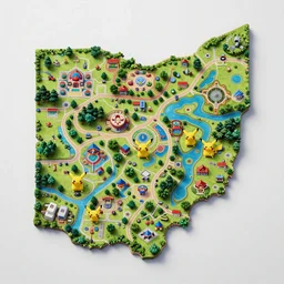 pokemon overworld map of ohio, octane render, trending on artstation, intricate detail