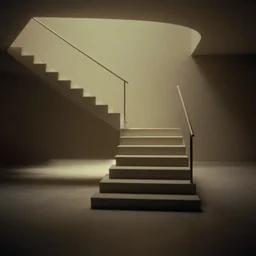 noisy color photograph of a retrofuturist liminal space, staircase to the surface, minimalist, creepy, cinematic, soft vintage glow