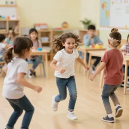 monet chasing kids in the kindergarden