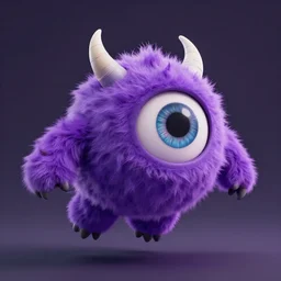 1 eyed 1 horned flying purple monster with fur