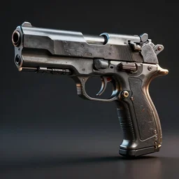 futuristic pistol, brutalist, octane render, 4k, cinematic lighting, intricate detail, light and shadows