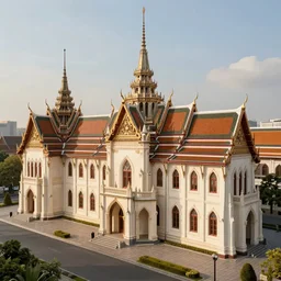 thailand gothic revival architecture, by marc simonetti, natural volumetric lighting, realistic 4k octane beautifully detailed render, 4k post-processing, Architecture, buildings, Extreme long shot, extreme wide shot, Autochrome,