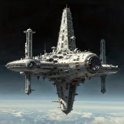concept art of an isolated space station, sci - fi art, industrial, ships docking, huge scale, gargantuan by john harris, syd mead and john berkley