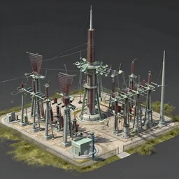intricate, 3 d, electrical sub station, style by caspar david friedrich and wayne barlowe and ted nasmith.