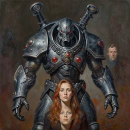 portrait of humanoid tyranid. intricate painting by ross tran, magali villeneuve, and jeremy mann.