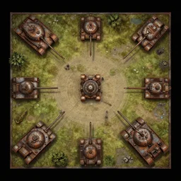 top down overhead bird's eye view!!! | | digital painted rusted dieselpunk tank virtual tabletop asset sheet, dungeondraft, roll 2 0, 2 - minute tabletop, battle map prop, black background, unity asset store, by greg rutkowski, trending on artstation