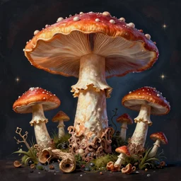 psychedelic mushrooms dream, decay, insanely detailed matte painting, by dave mckean, masterpiece