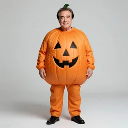 photograph of danny devito wearing pumpkin costume, full - body pumpkin costume, 4 k