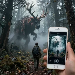 missing hiker ominous misty mysterious cryptid monster antlers poloroid cellphone camera megapixel-n9