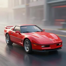 a technicolor scene of a little red corvette, eighties, artstation, concept art, smooth, hazy, mist, dream, dynamic lighting, ultrarealistic, cinematic, octane render