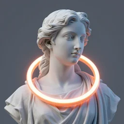 renaissance statue bright neon ring, digital art, 3 d render, ray tracing, hyper - realistic, hyper detailed, 8 k resolution, sharp focus