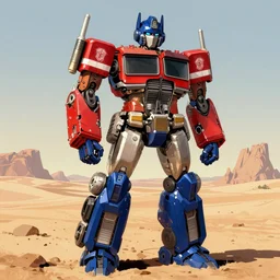 optimus prime standing in the desert by kilian eng and moebius