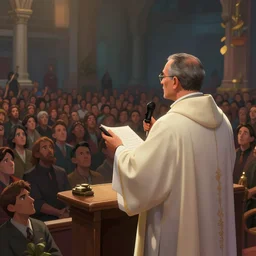 pastor Dante Gebel giving a sermon message before a large crowd, artstation, Greg rutkowski, cinematic, digital Art