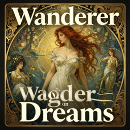 book cover for the novel 'Wanderer on Dreams', highly detailed, digital painting, artstation, concept art, smooth, sharp focus, illustration, Unreal Engine 5, 8K, art by artgerm and greg rutkowski and alphonse mucha