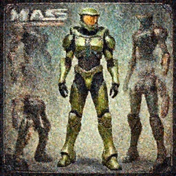a mass effect halo costume design in a robot factory, concept art cyperpunk video game poster design with intricate details :: magic the gathering, blizzard concept artist, Sandra Chevrier and bastien lecouffe deharme