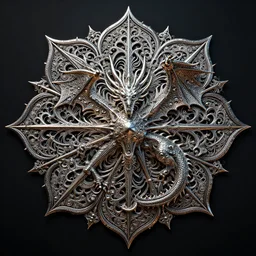 metallic dragon intricate fractal mandala tron