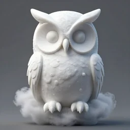 symmetrical detailed sculpture of an owl, made of Clouds