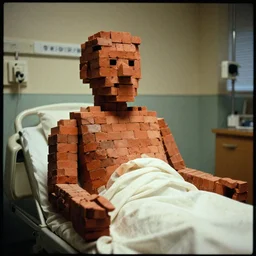 7 0 s movie still of a man made of brick in the hospital, cinestill 8 0 0 t 3 5 mm eastmancolor, heavy grain, high quality, high detail
