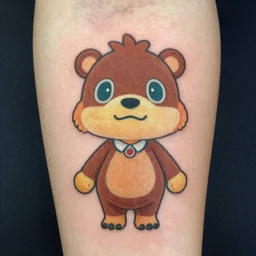 A tattoo of Blathers from Animal Crossing