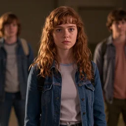 Alana Thompson on the set of Stranger Things