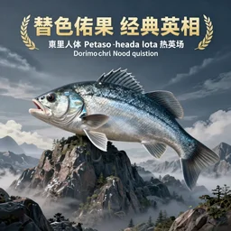 a giant fish on a mountain landscape